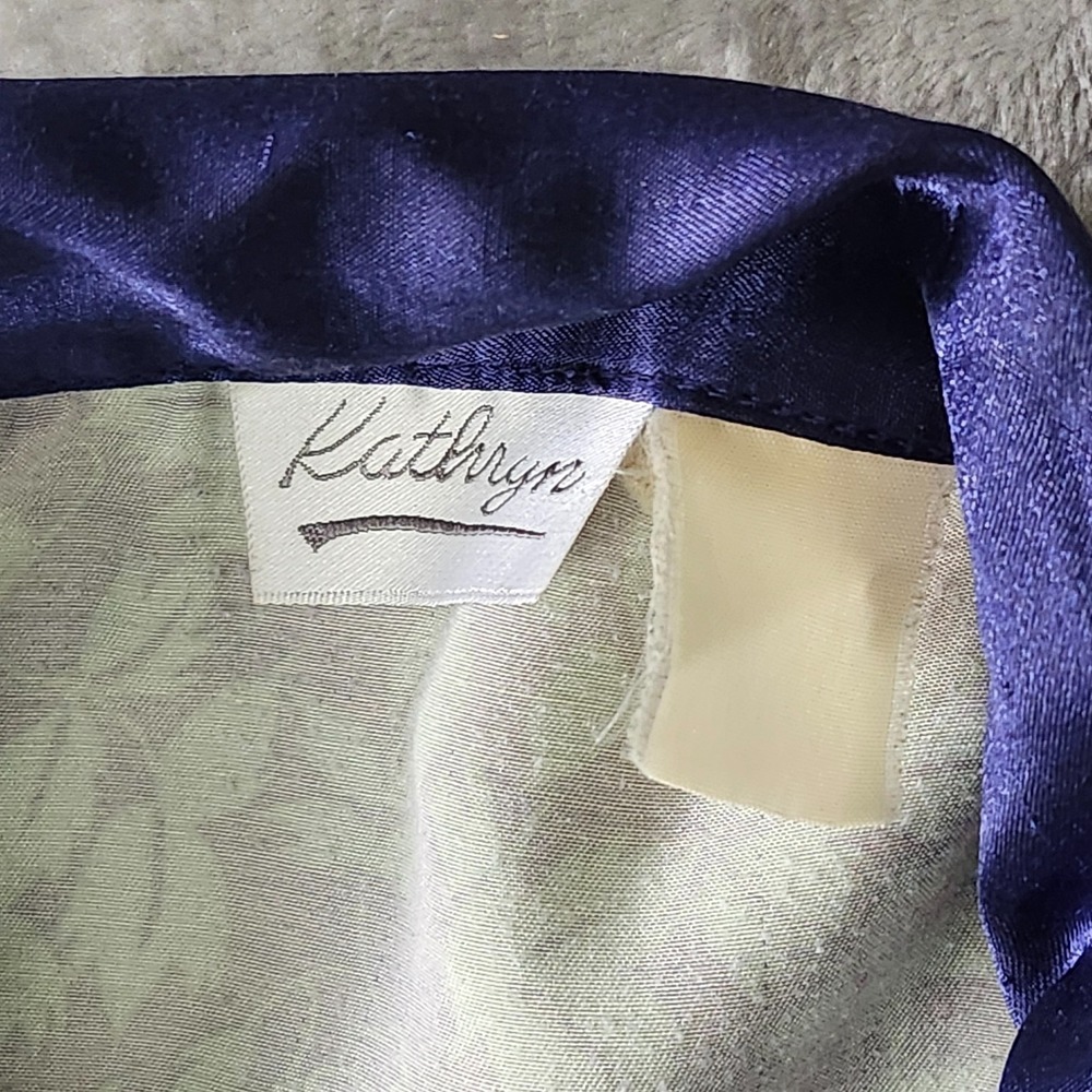 Vintage 1980s Women's Kathryn Pajamas Kimono Size M Floral Purple - Picture 7 of 15